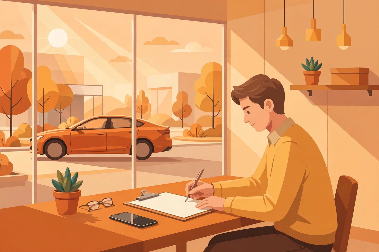 Car showroom mein loan par car lete hue grahak