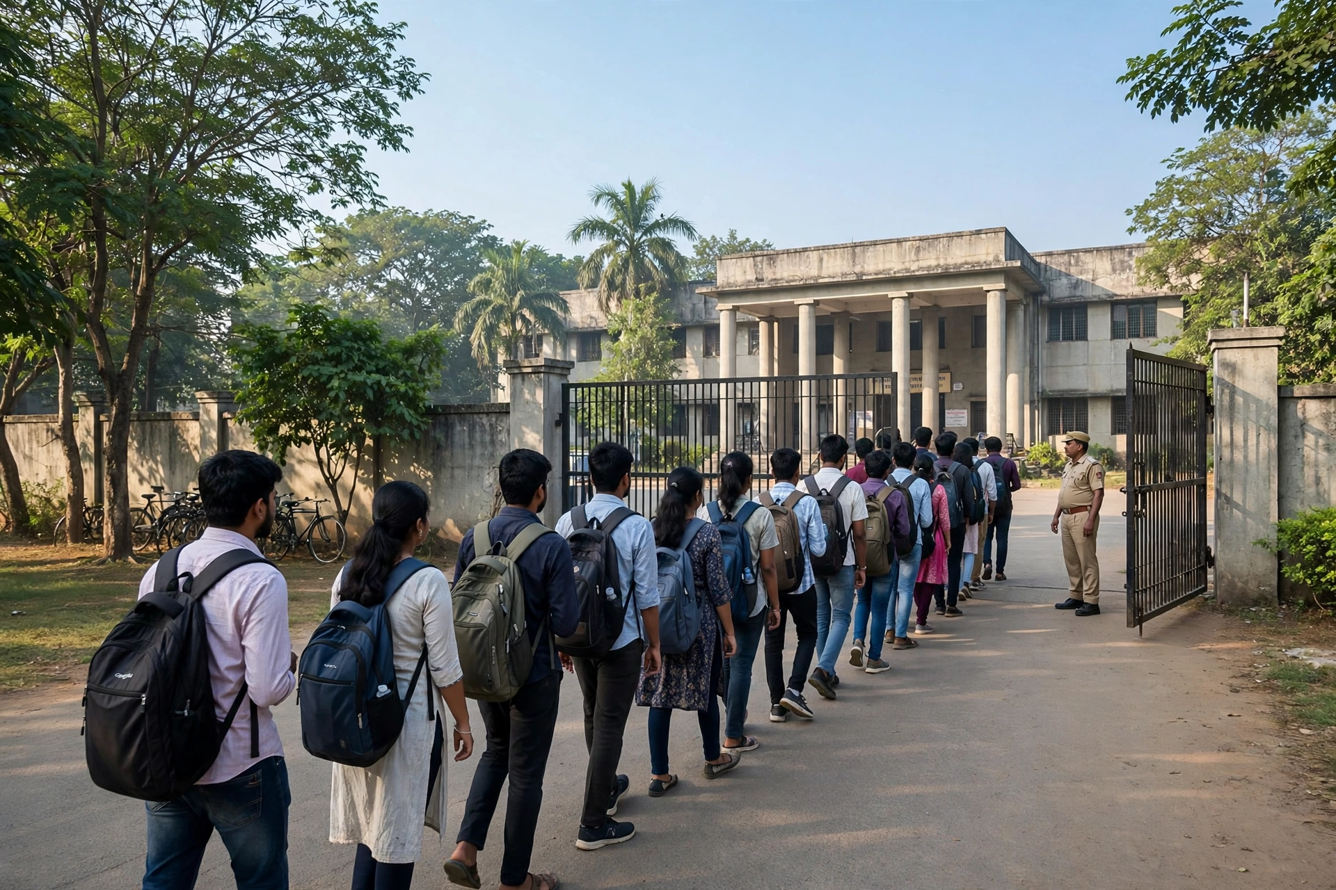 Candidates at UPSSSC PET exam centre