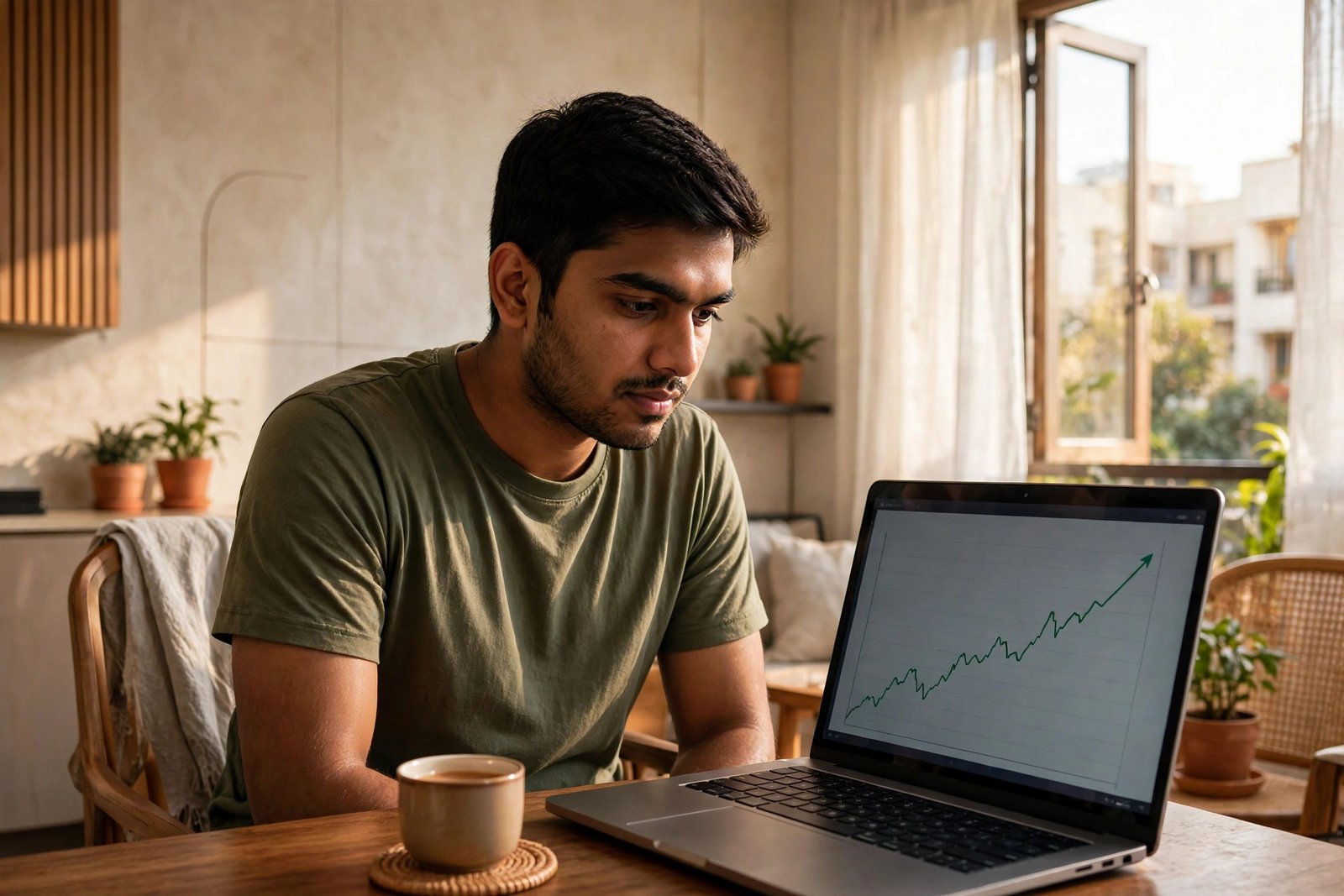 demat account kaise kholein — mobile app par online demat account kholta vyakti