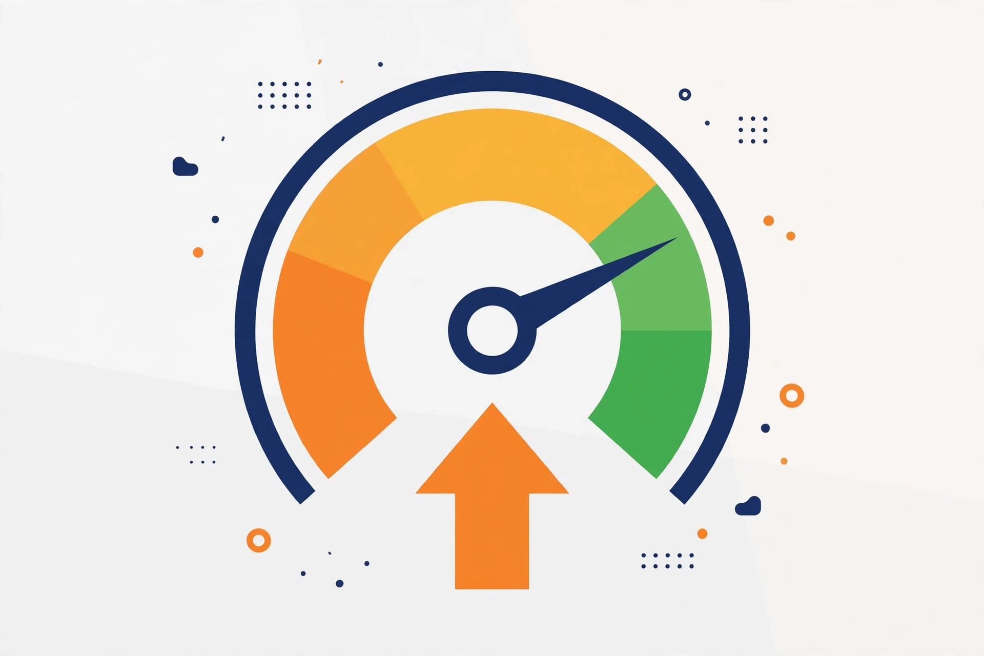 Credit score gauge ka illustration — needle green zone ki taraf