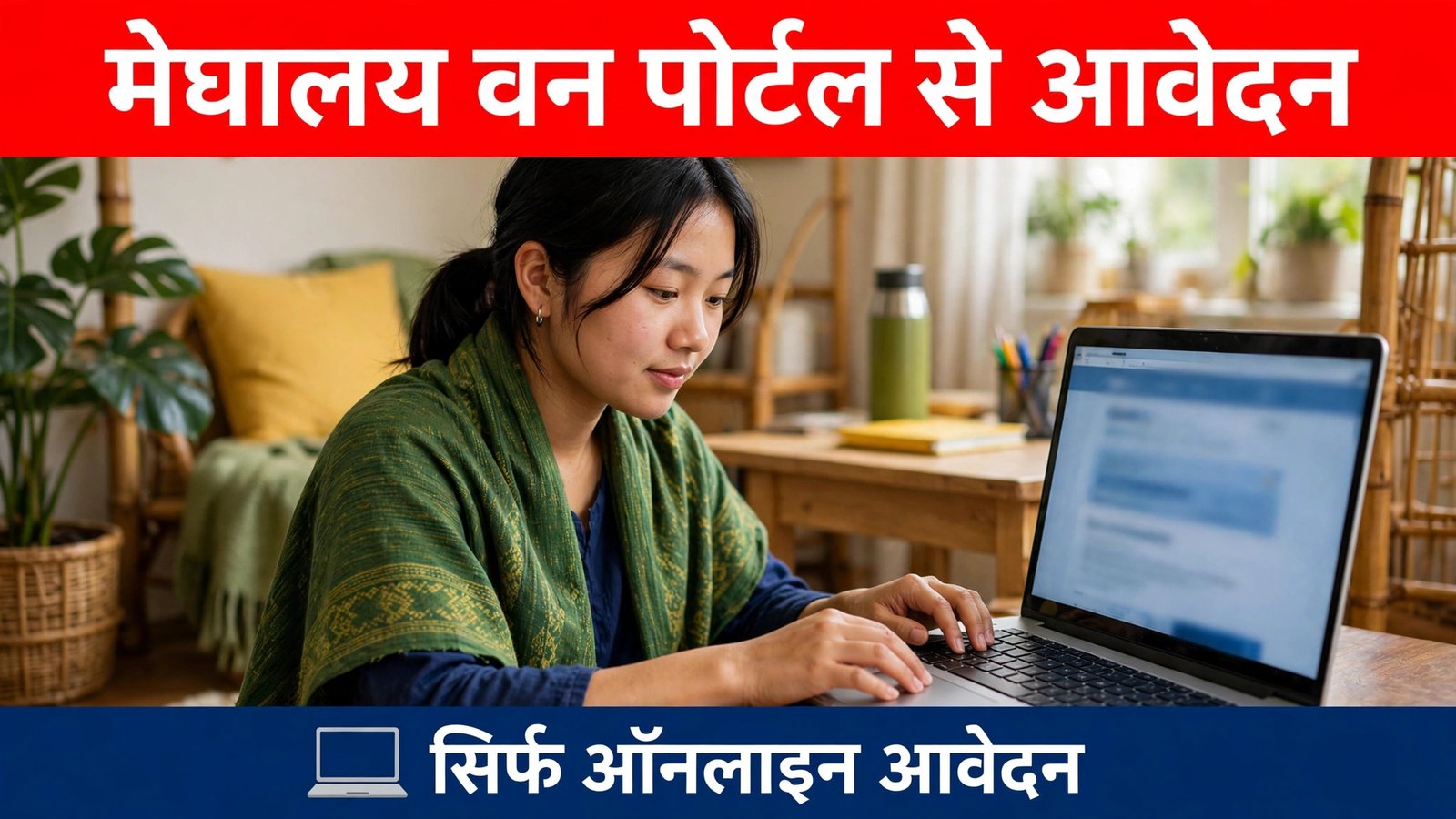 Meghalaya One Portal par CM Scholarship ke liye online apply karti student