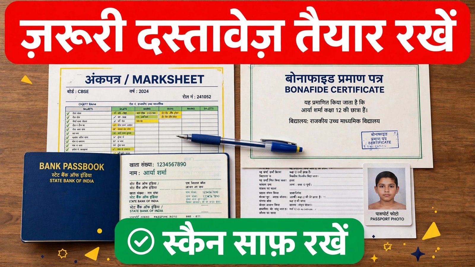 CM Scholarship Meghalaya ke liye zaroori documents — marksheet, bonafide, bank passbook