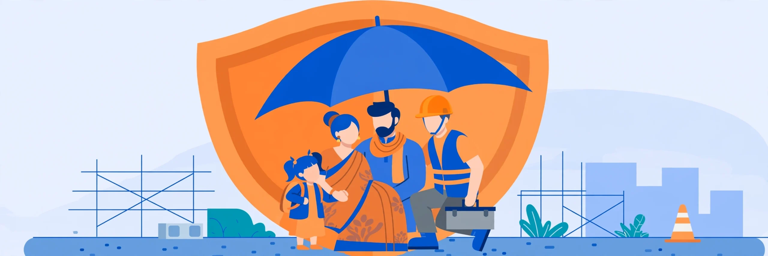 PM Suraksha Bima Yojana — parivar ki suraksha ka illustration