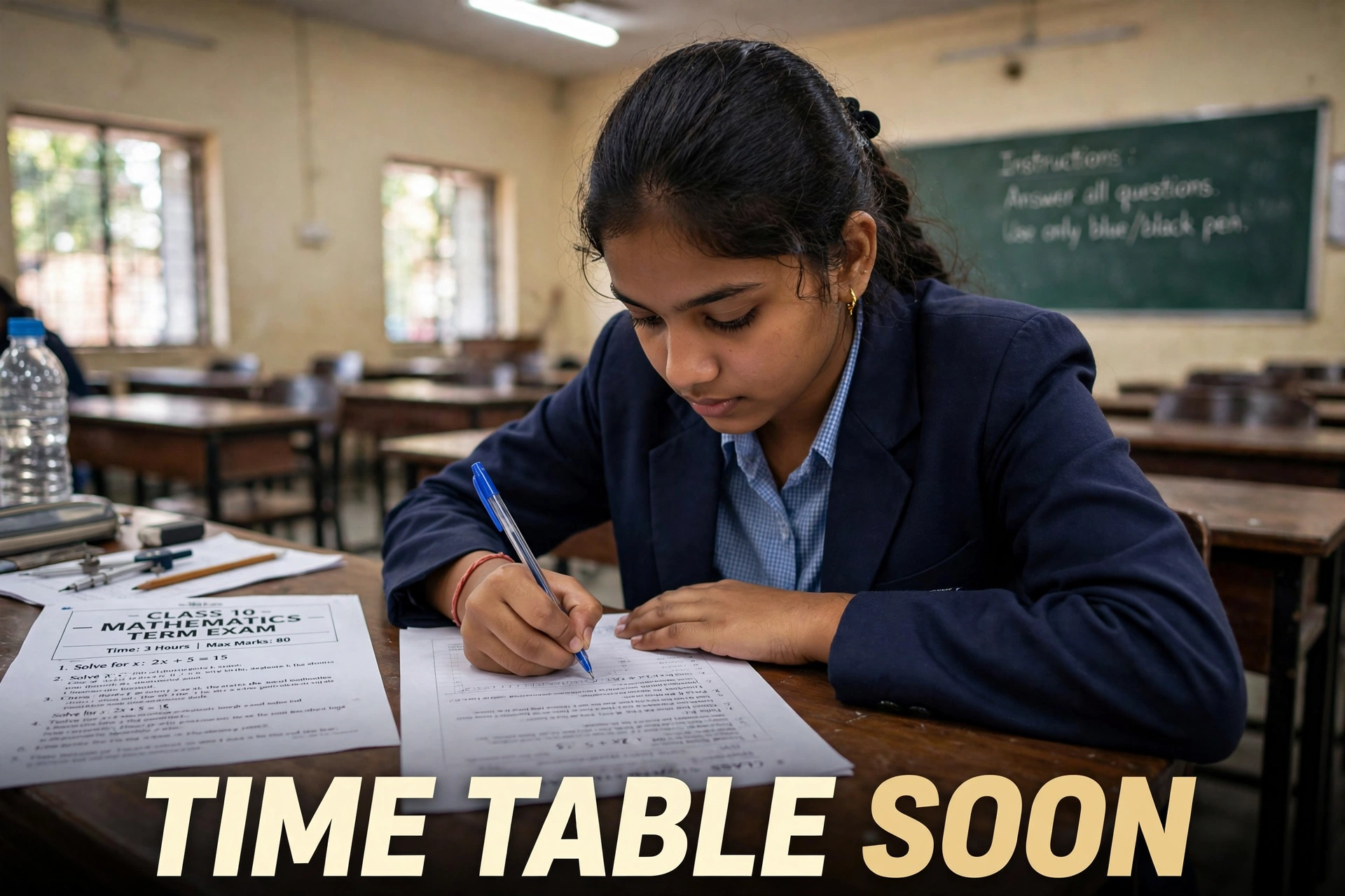 Exam hall mein likhti hui student