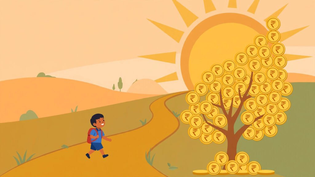 Bachche ke bhavishya ke liye nivesh ka illustration