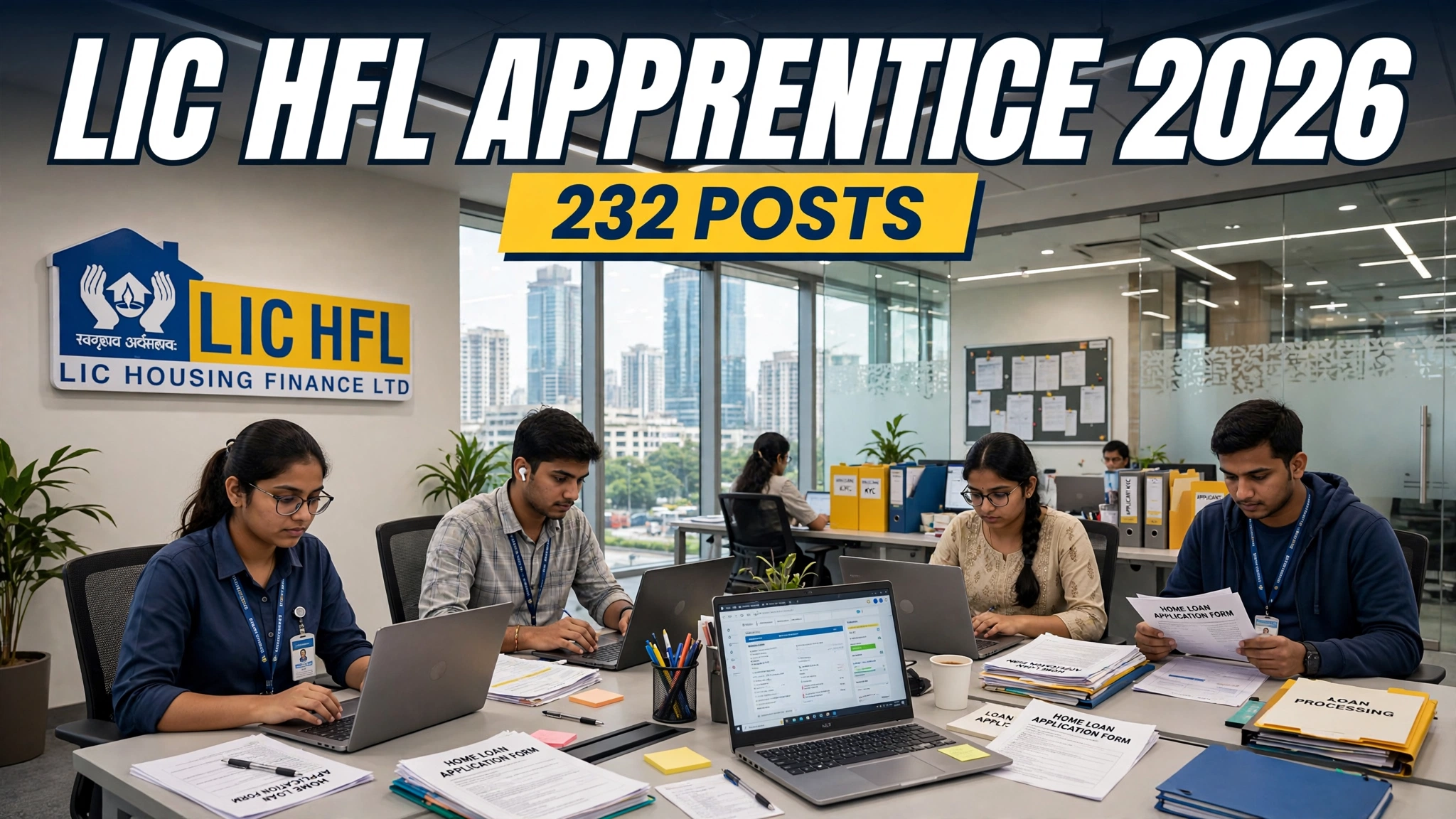 LIC HFL Apprentice Bharti 2026 notification banner — 232 apprentice posts
