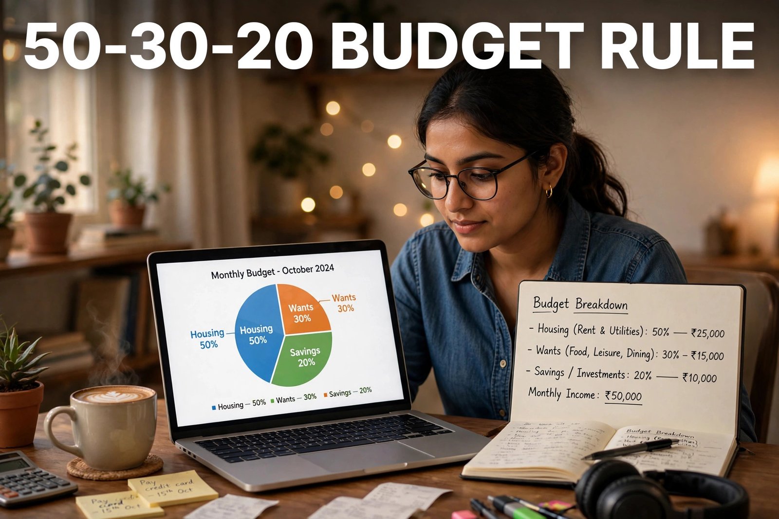 50-30-20 budget rule — salary ko needs wants aur savings me baantne ka concept