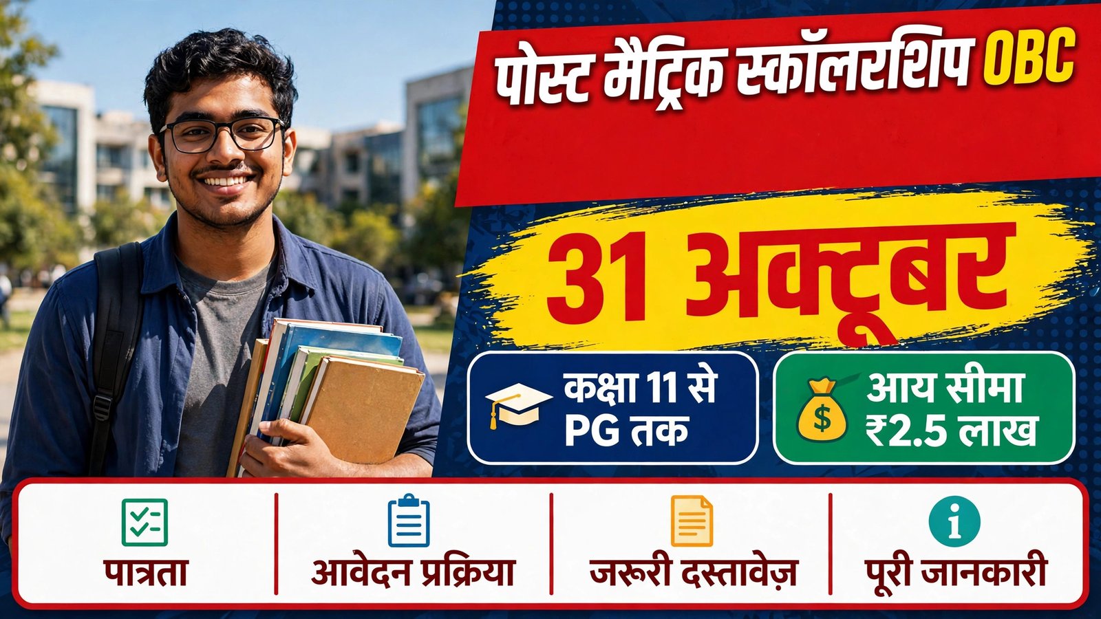 OBC student with books - Post Matric Scholarship 2026-27