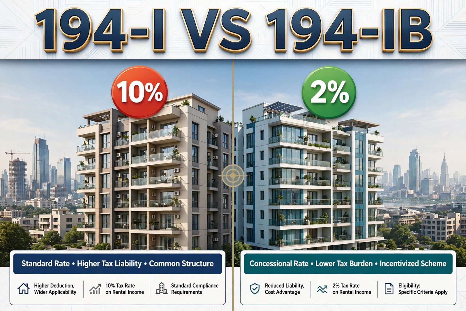 TDS on rent — 194-I 10 percent vs 194-IB 2 percent ka tulna concept