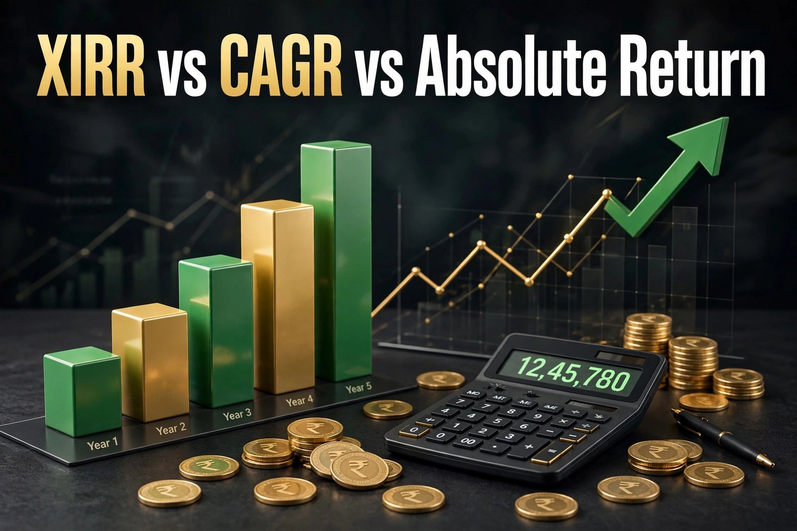 XIRR vs CAGR vs Absolute Return — mutual fund return ke teen metrics samjhata concept