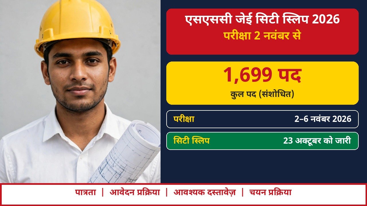 SSC JE City Intimation Slip 2026 ke liye taiyar junior engineer