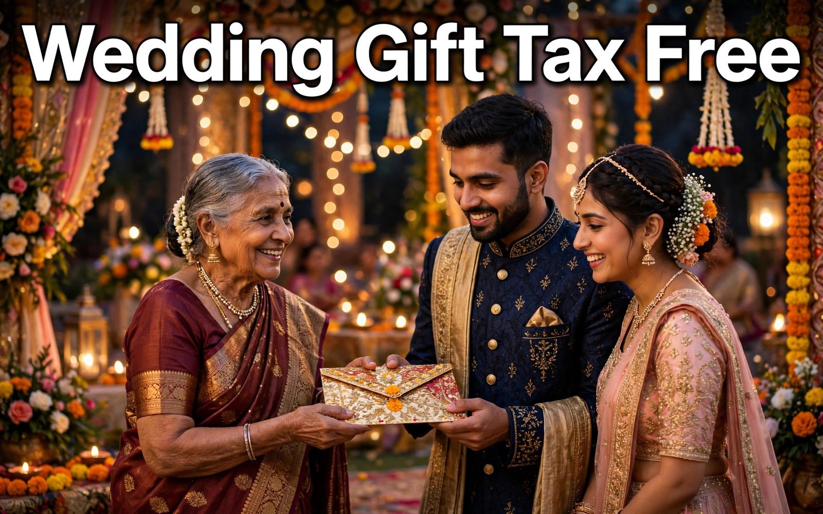 Family members exchanging wedding gifts which are fully exempt from gift tax in India