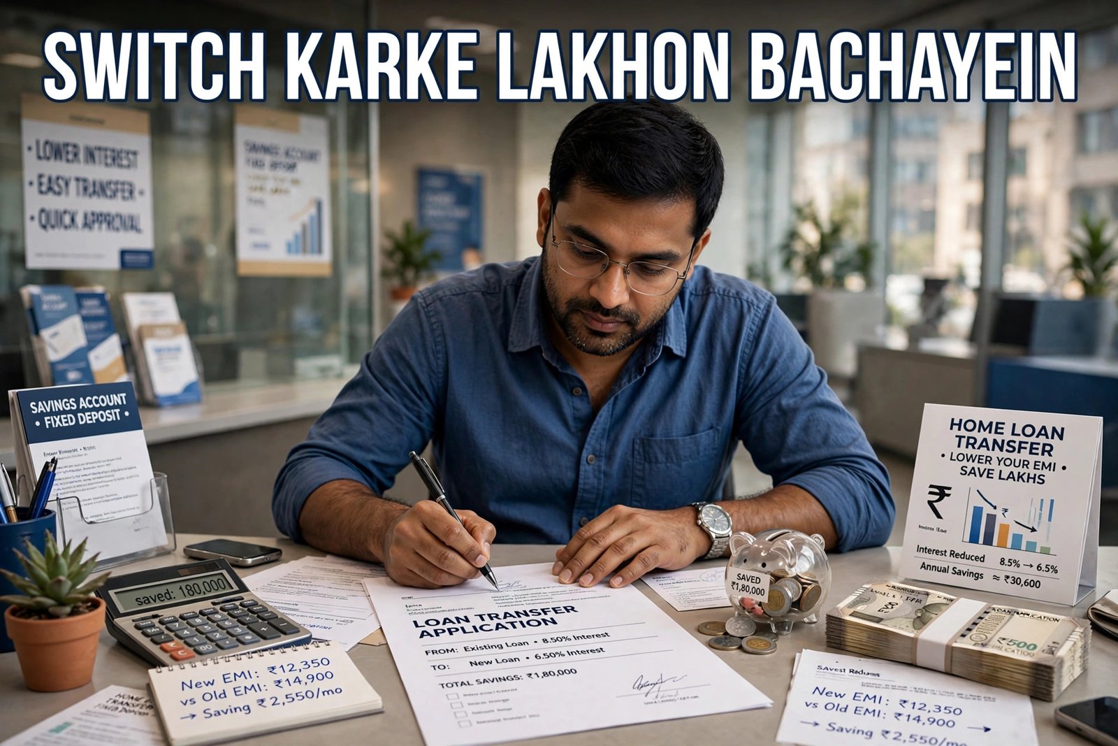 Home loan balance transfer — bank me transfer papers sign karte hue grahak