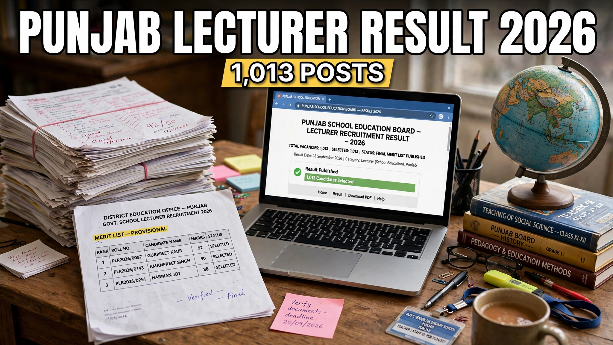 Punjab Lecturer Result 2026 — subject-wise merit list PDF download karne ke steps