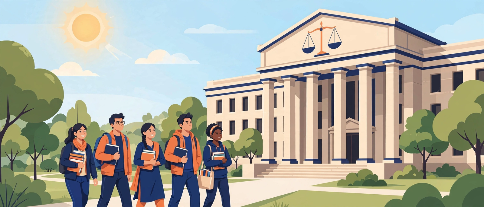 CLAT 2027 Exam Date — law entrance exam ki taiyari karte students ka illustration