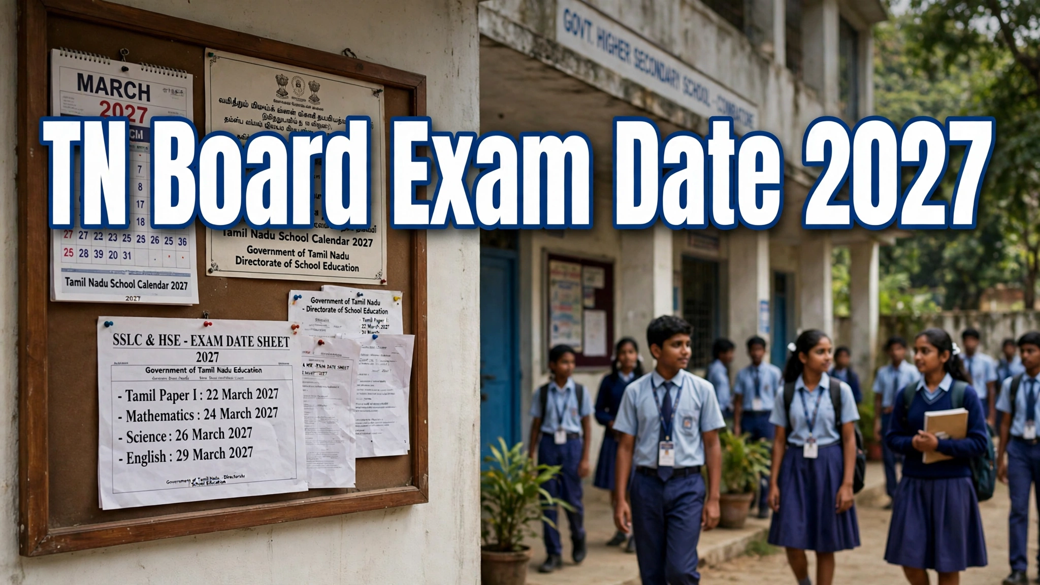 tn board exam date 2027 class 10 12 time table