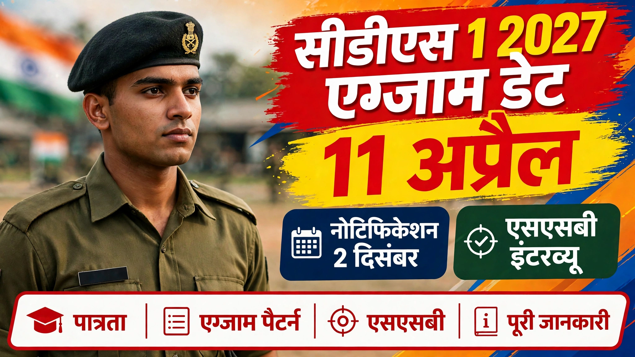 CDS 1 2027 exam date — army cadet student in uniform