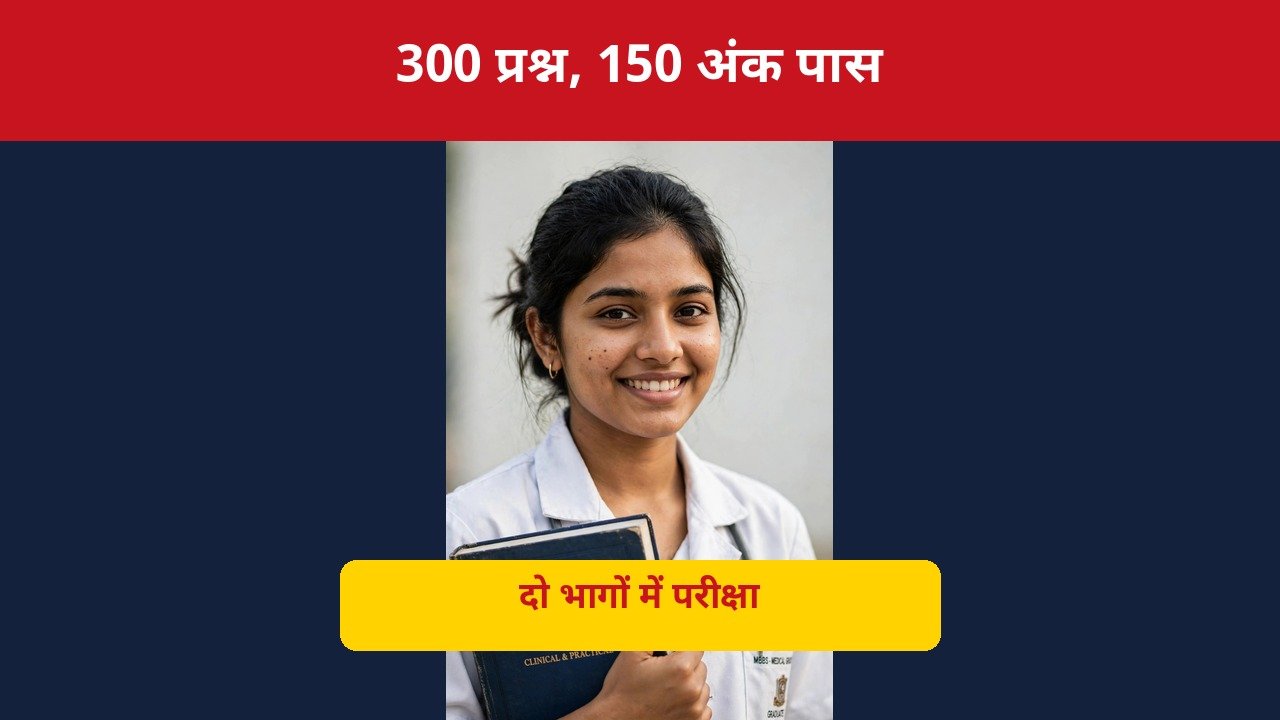 FMGE exam pattern — 300 prashn, 150 ank pass, do bhagon me exam