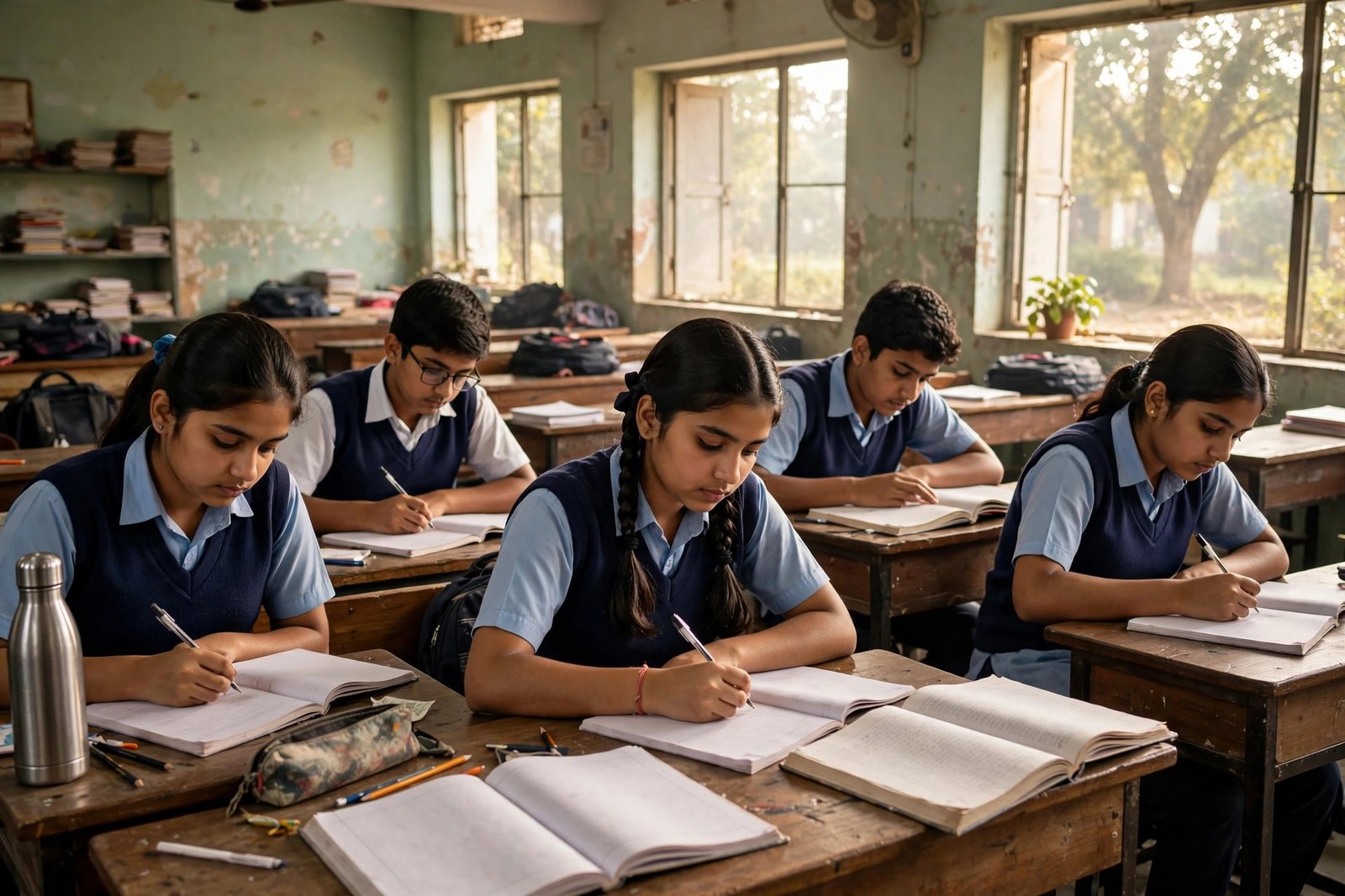 Exam se pehle revision karte hue students