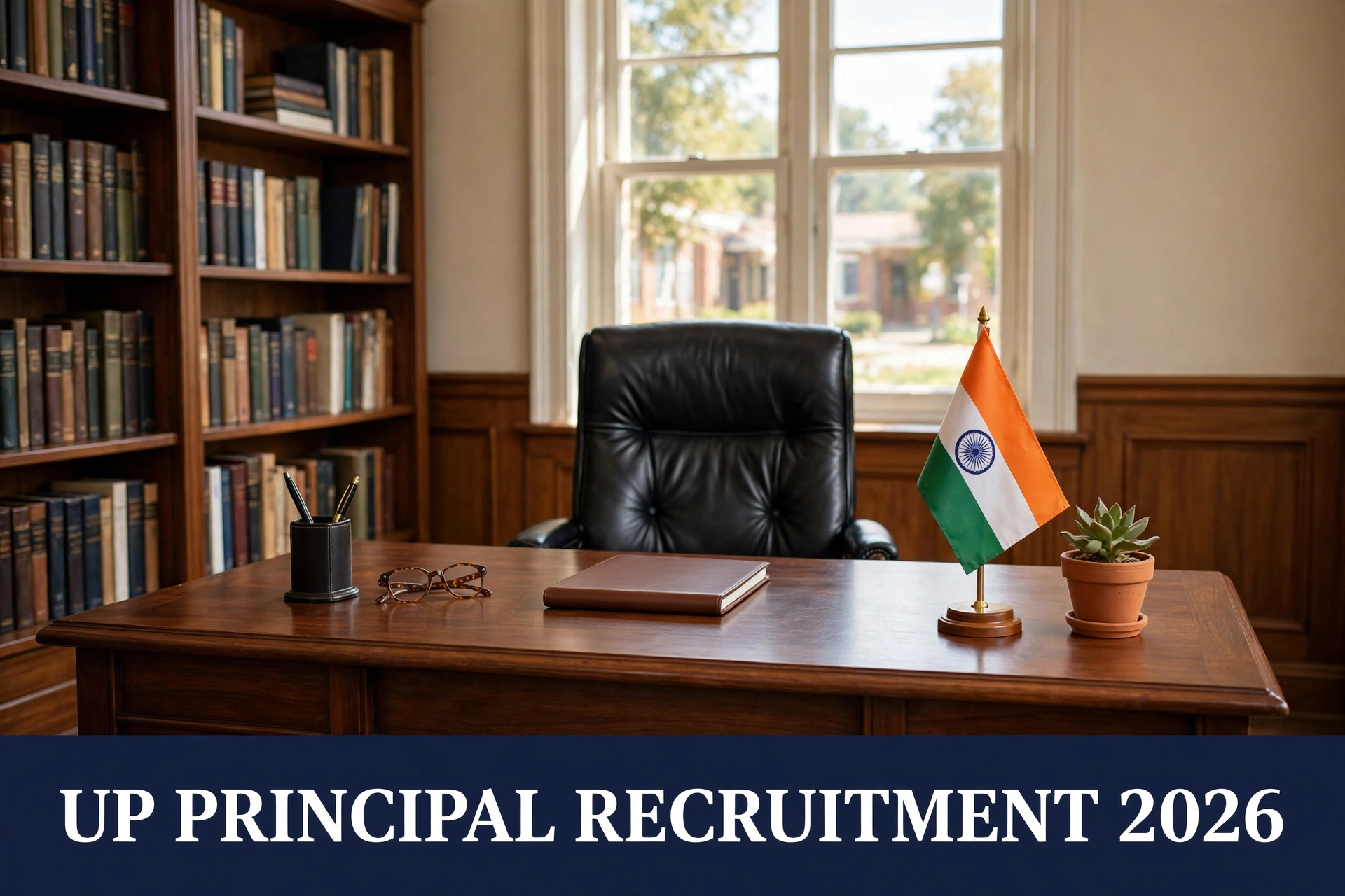 UP Principal Recruitment 2026 with 1475 posts school principal office graphic