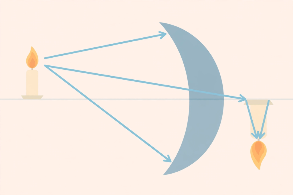 Light reflection and refraction class 10 notes in Hindi: Ray diagram of concave mirror forming image illustration