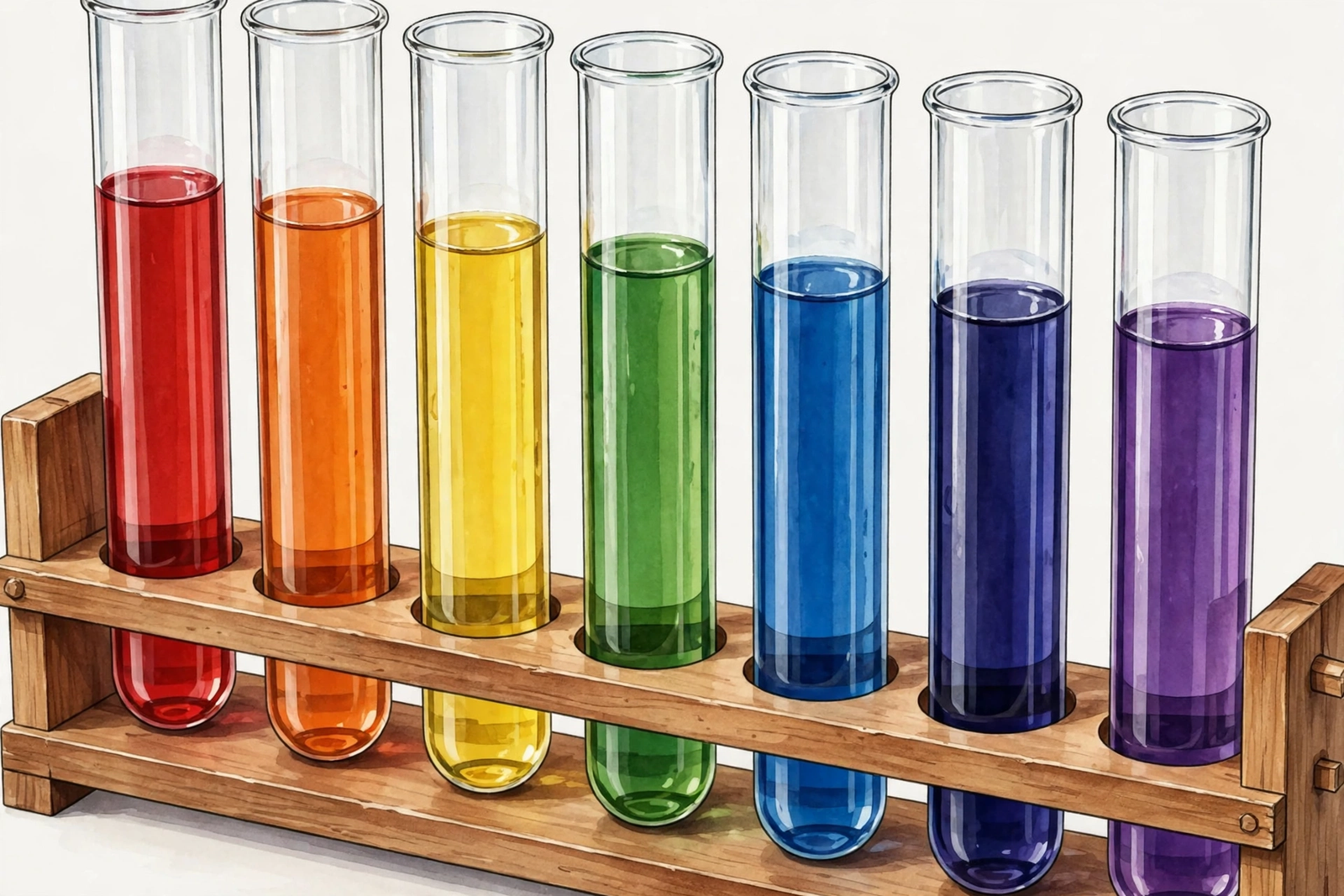 Rang-birange rasayanic ghole wale test tube — pH aur indicators samajhne ke liye