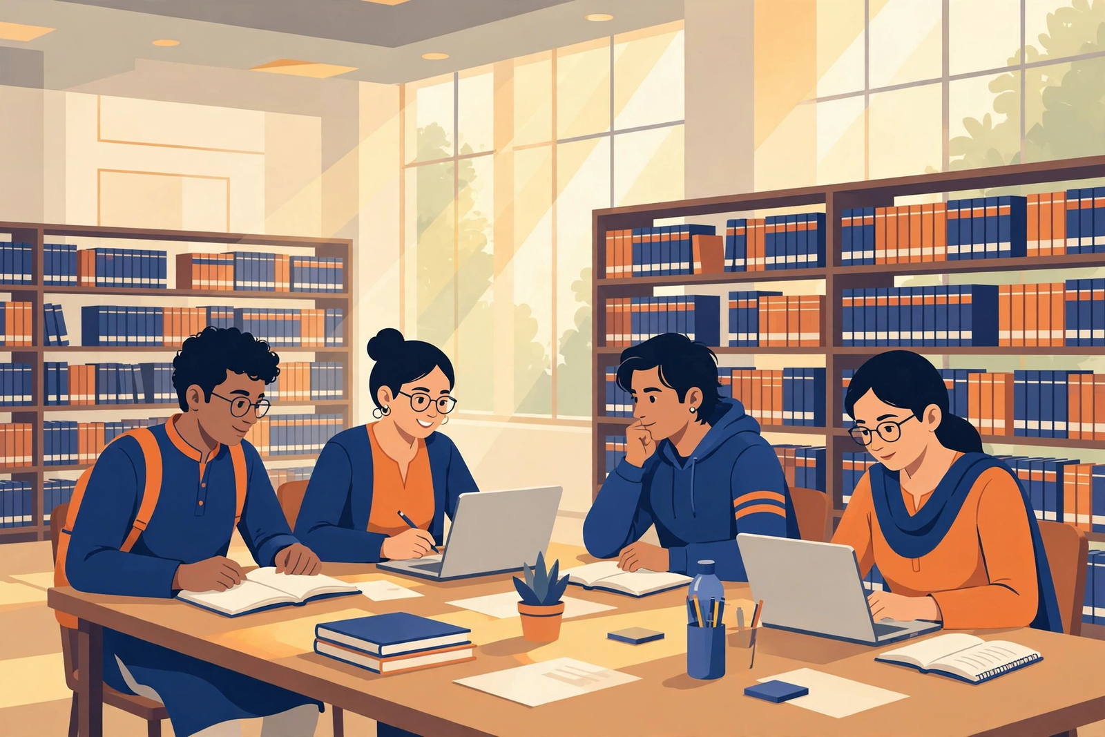 12th Ke Baad Law Course — law college me padhte students ka illustration