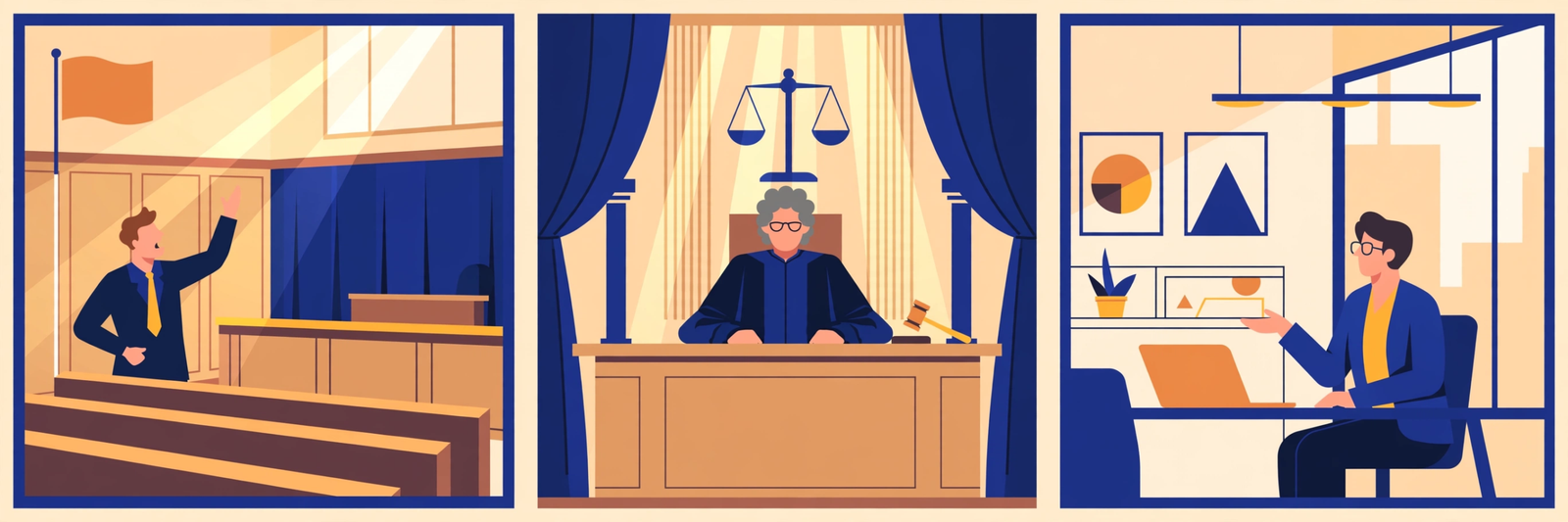 12th Ke Baad Law Course — vakil, judge aur corporate office ke career raste ka illustration