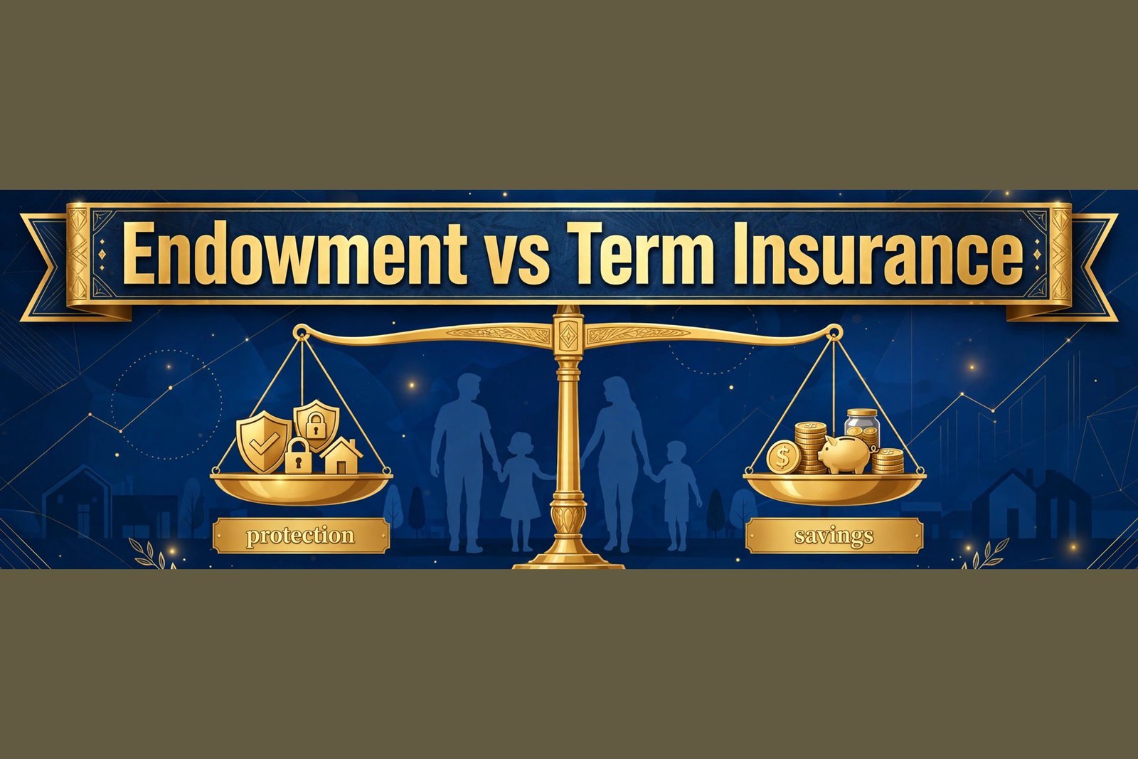 Endowment plan concept — policy document ke saath bachat aur bonus ka idea