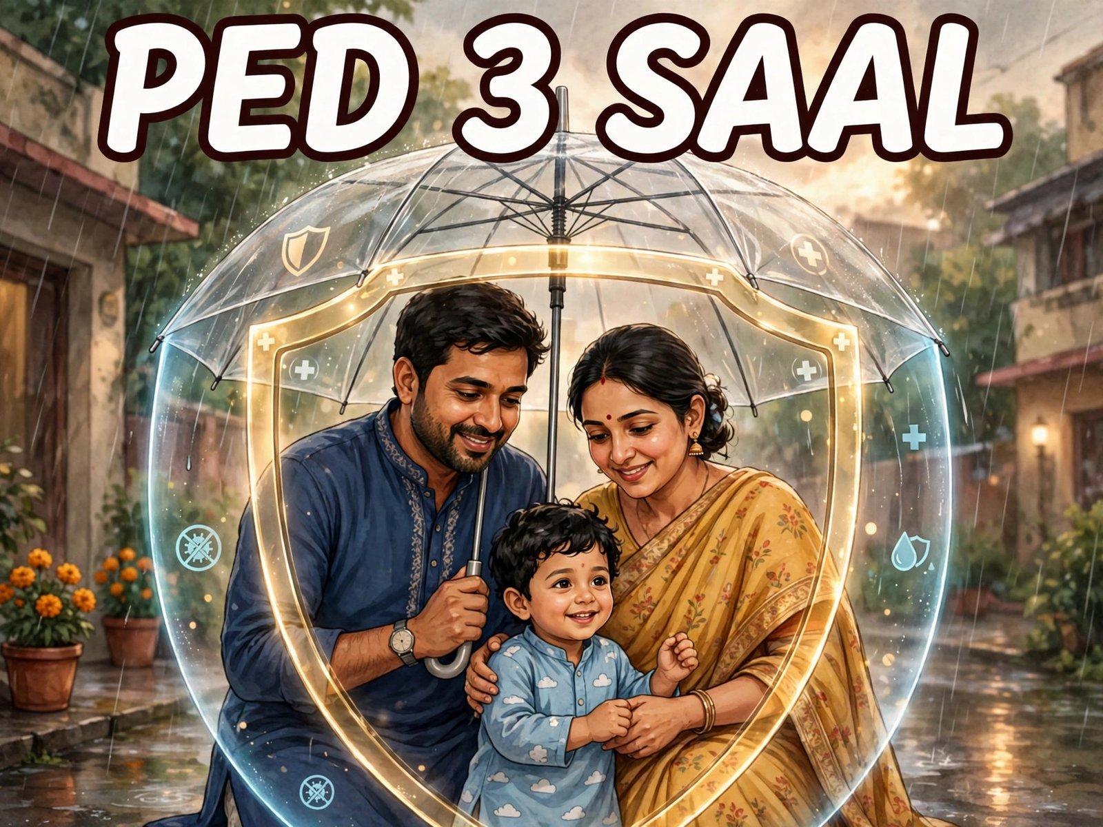 health insurance waiting period — PED 3 saal family protection