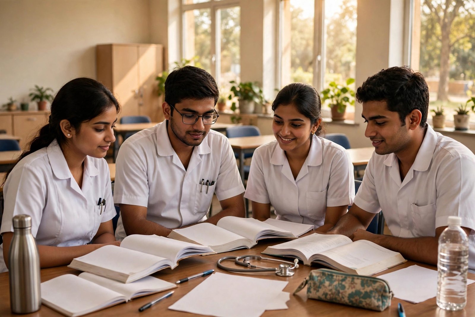 Nursing college mein padhte hue students