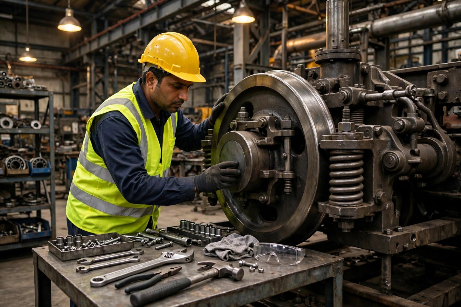 RRB Technician Answer Key 2026: Indian railway technician train ke wheel aur bogie ka inspection karte hue maintenance workshop me
