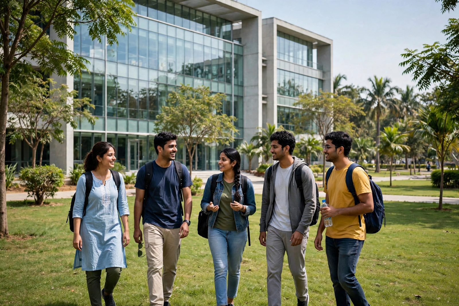 Engineering college campus mein students — 12th ke baad btech