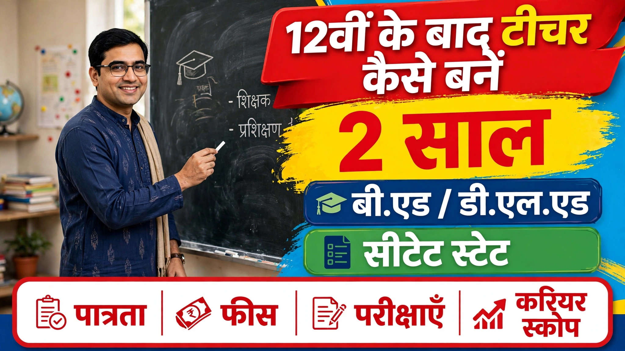 12th ke baad teacher kaise banein — teacher at classroom blackboard