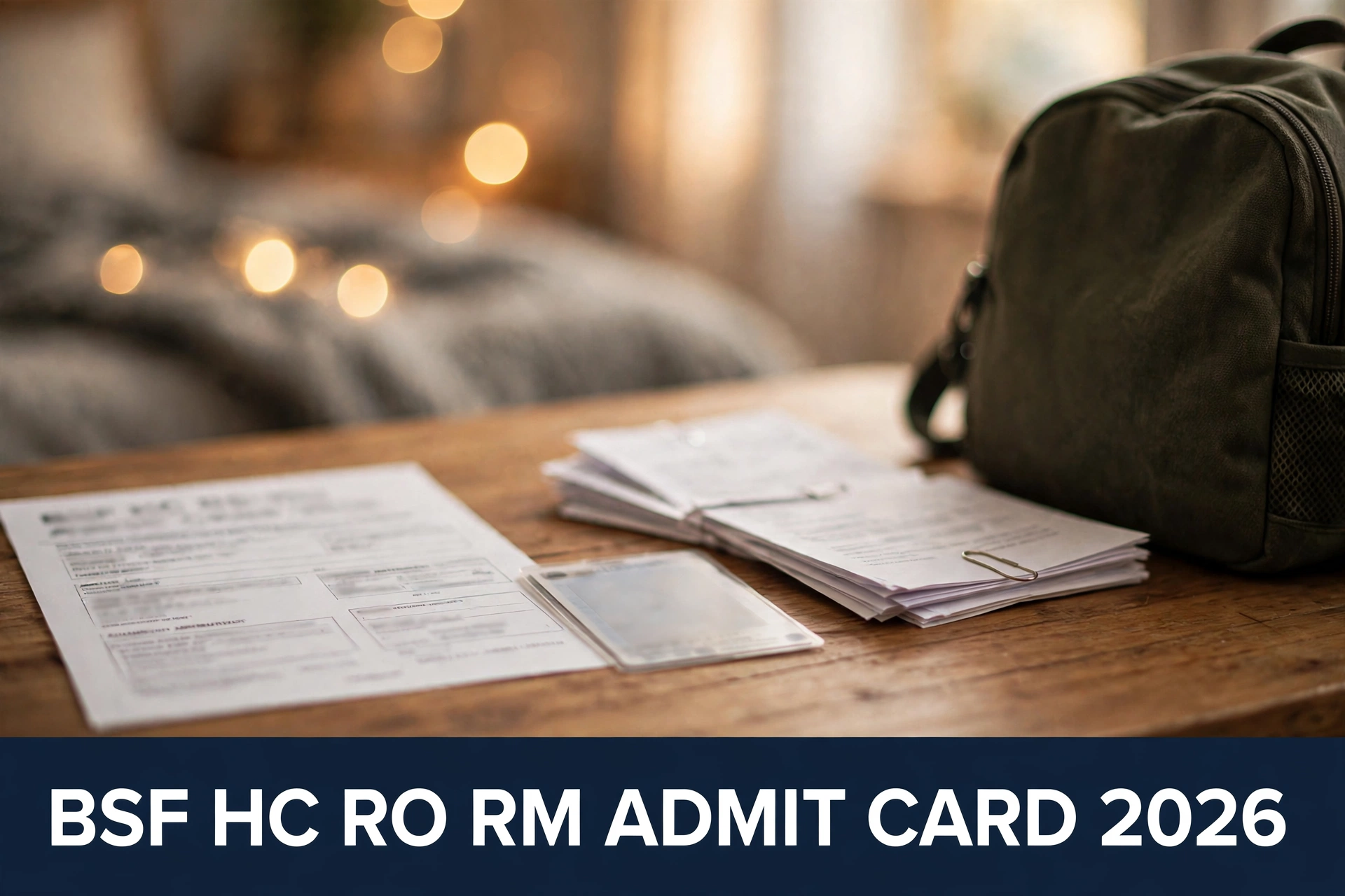 Exam day preparation — admit card printout, photo ID and documents ready on table