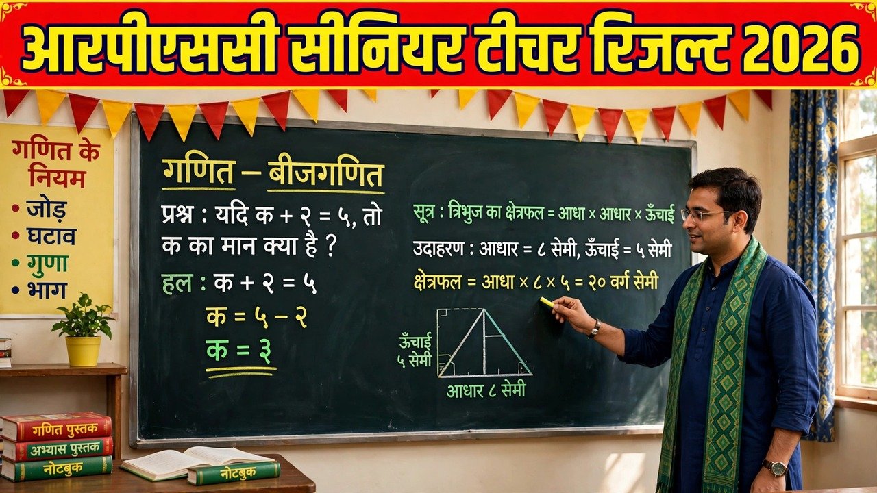 RPSC Senior Teacher 2nd Grade Result 2026 maths 1659 shortlisted