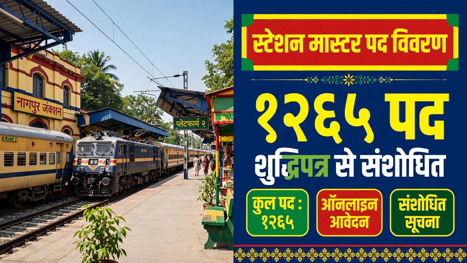 RRB Station Master Bharti 2026 vacancy 1265 pad corrigendum